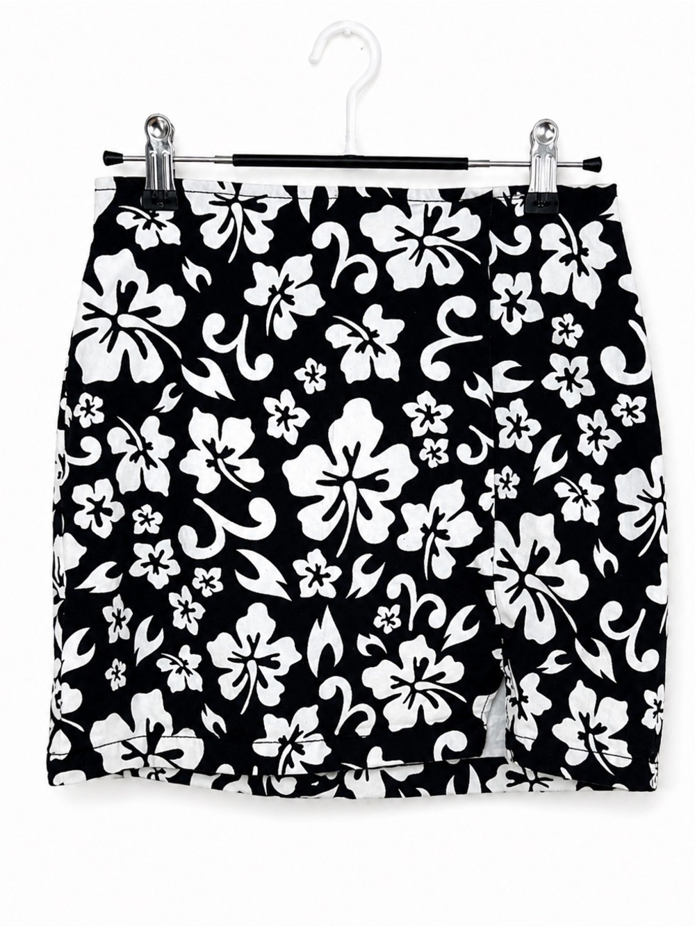 Black & White Floral Mini Skirt